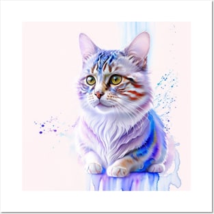 Cute Baby Kitten Cat Water Canvas Wall art decor Posters and Art